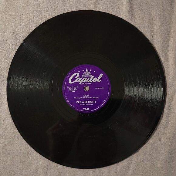 Pee Wee Hunt 78 Oh! / San on Capitol 2422 E- Jazz Pop 1953 - Picture 3 of 3